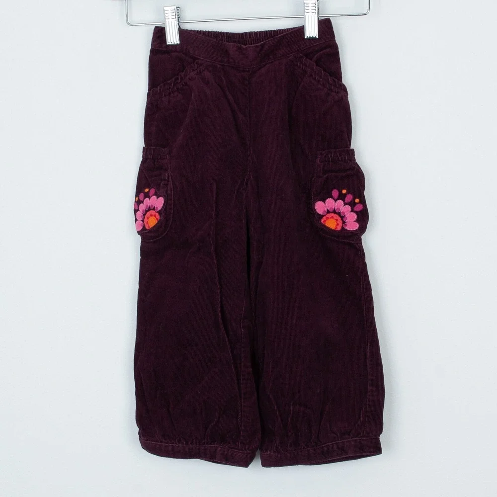 Gymboree Girls Harvest Leaves Corduroy Pants Size 3T Dark Purple Fall Holiday‎